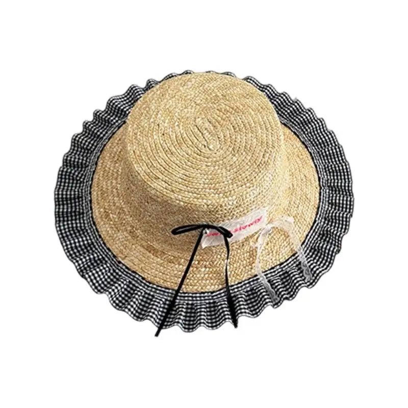 Kids Wide Brim Straw Sun Hat | Bowknot, Adjustable, UV Protection