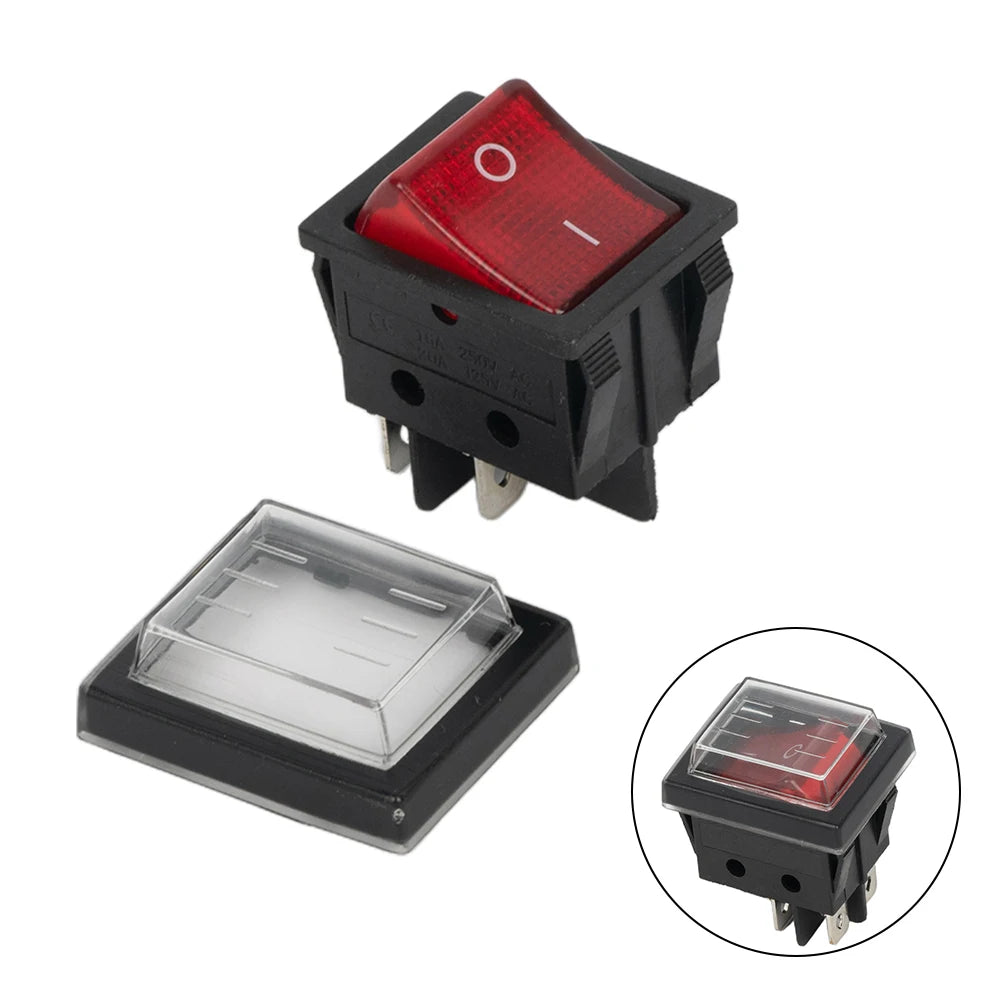 Rocker Switch RED 2 Position 4 Pins POWER PUMP OFF Illuminated