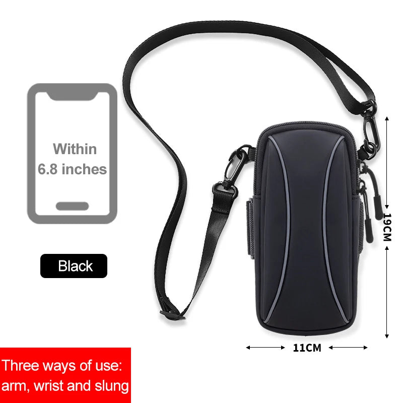 cell phone armband for running racing accessories mini cell phone armband for run arm cell phone holder Mobile phone wrist stand Peaceful Pleasures Health and Wellness Black with strap