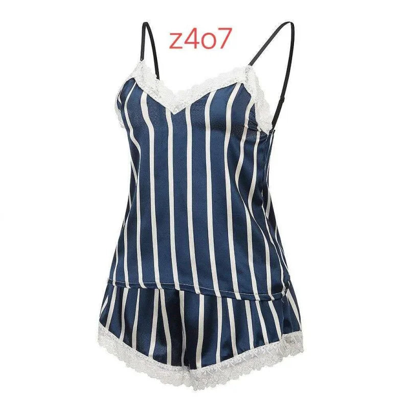 Women's Striped Knit Camisole Set | European Style Voile