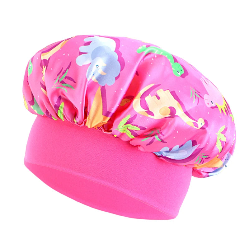 Kids Dinosaur Satin Bonnet | Silky Sleep Cap for Toddlers