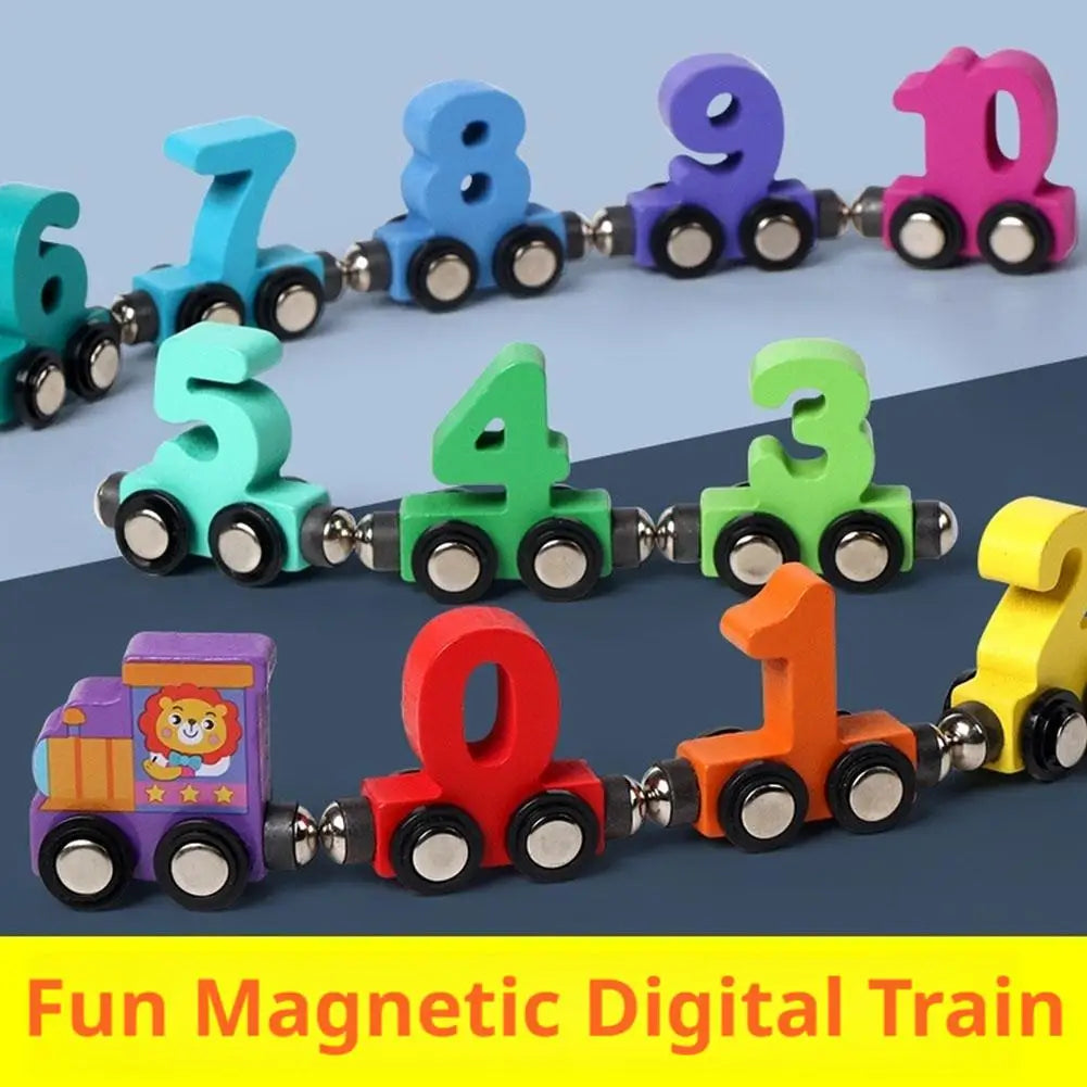 Wooden Magnetic Number Train Toy | Toddler Learning Blocks