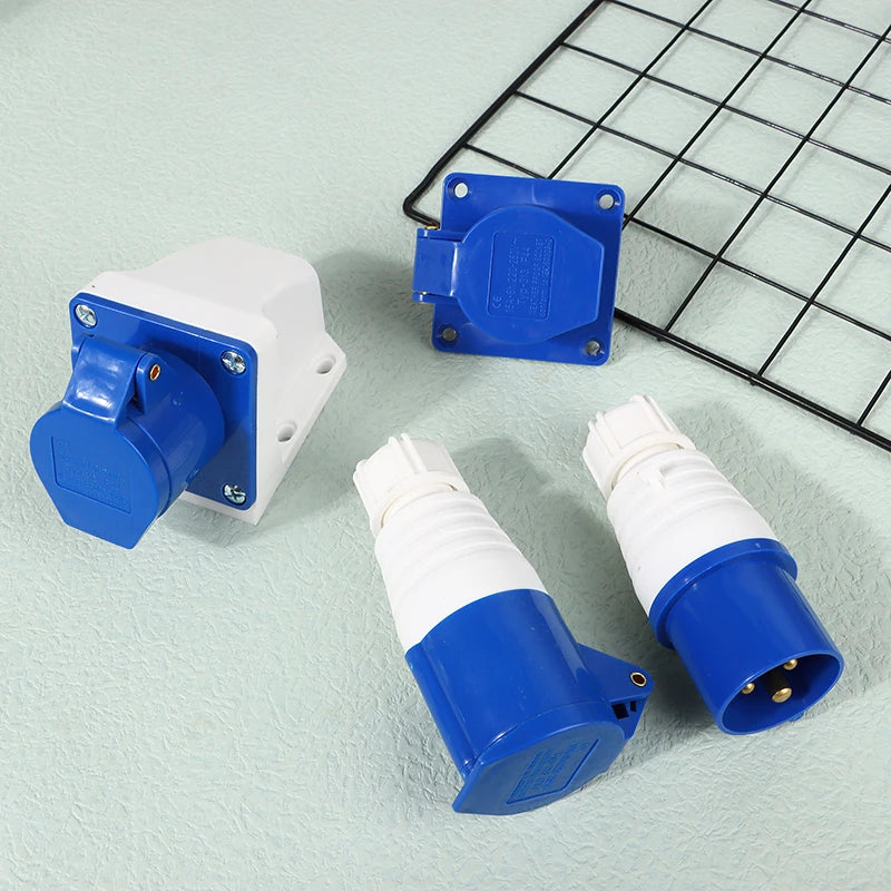 New 220V 16A 3 Pin Industrial Waterproof Plugs/Socket Male/Female Connector IP44 2P For Caravan Motorhome Trailer Truck Yacht Peaceful Pleasures Health and Wellness