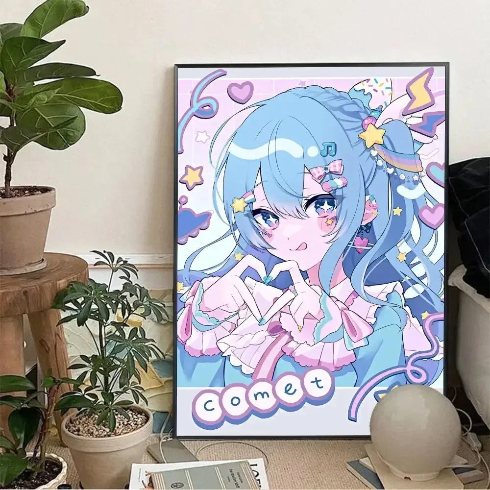 Hoshimachi Suisei Hololive Anime Canvas Wall Art Poster