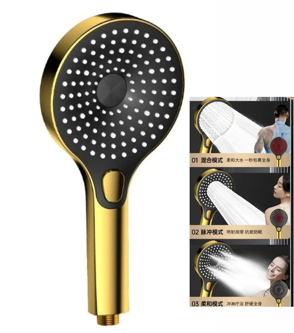 Gold Large Panel Handheld Shower Head | High-Pressure Water-Saving