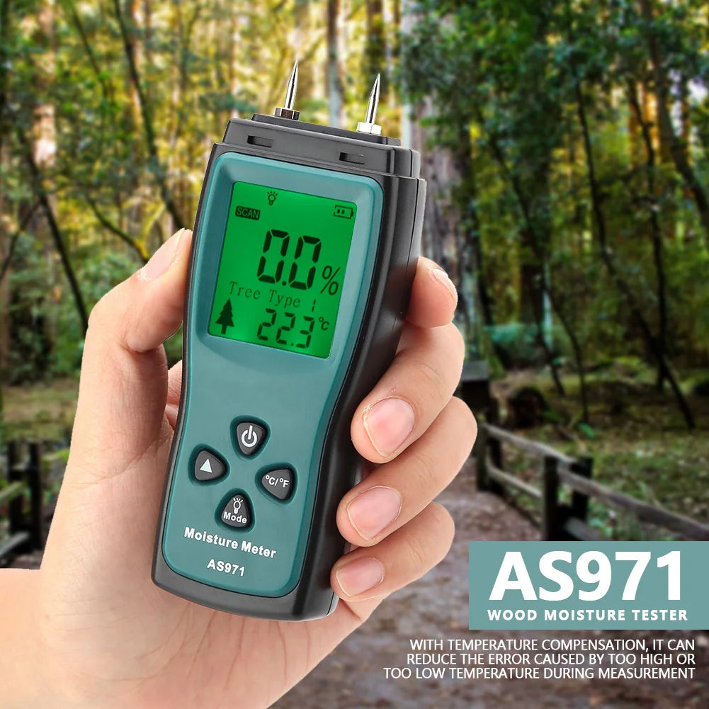 Digital Wood Moisture Tester Wood Moisture Tester SMART SENSOR AS971 LCD Display Digital Wood Moisture Humidity Tester 0~40℃ Peaceful Pleasures Health and Wellness