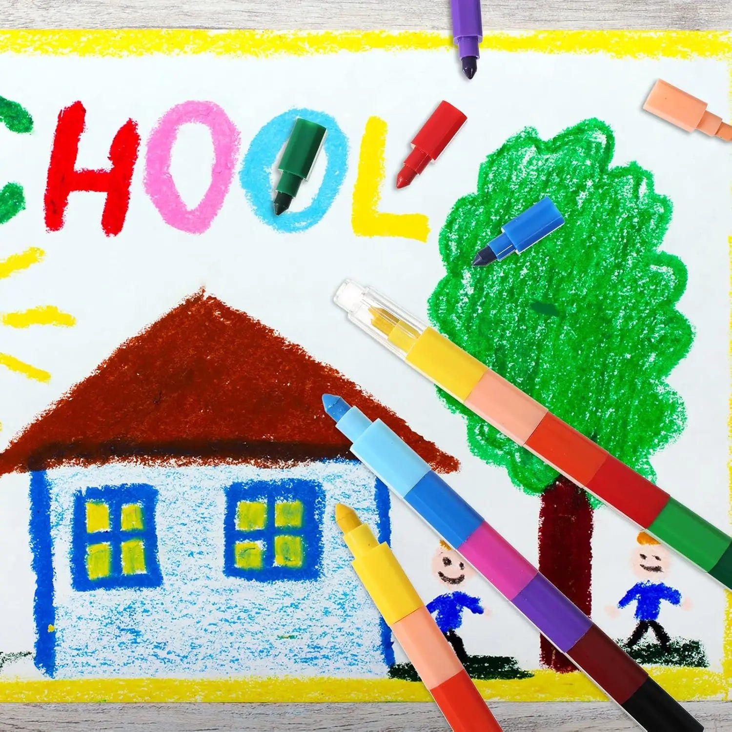 Colorful Stacking Crayons Stackable Buildable Crayons for School Office Supplies, DIY Rainbow Pencil,12 Colors Peaceful Pleasures Health and Wellness