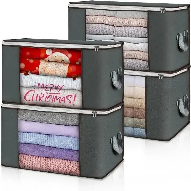 1/2Pcs Non-Woven Fabric Blanket Organizer Quilt Storage Bag Blanket Storage Bags Zipper Duvet Storage Cover Under Bed Storage Peaceful Pleasures Health and Wellness