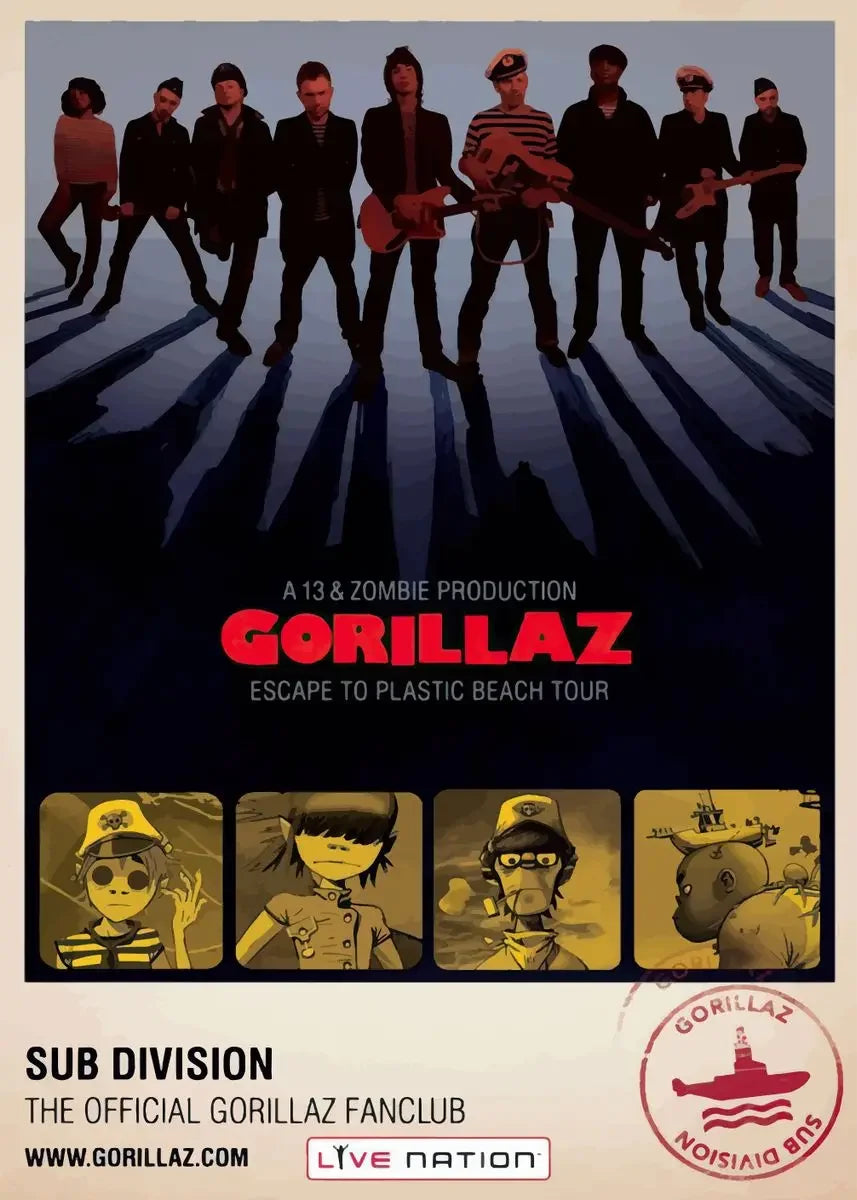 Gorillaz Canvas Wall Art Poster | Hip Hop Music Fan Decor