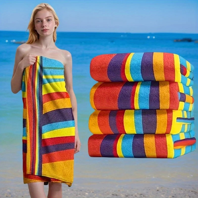 Large Colorful Stripe Beach & Pool Towel – Quick-Dry & Soft