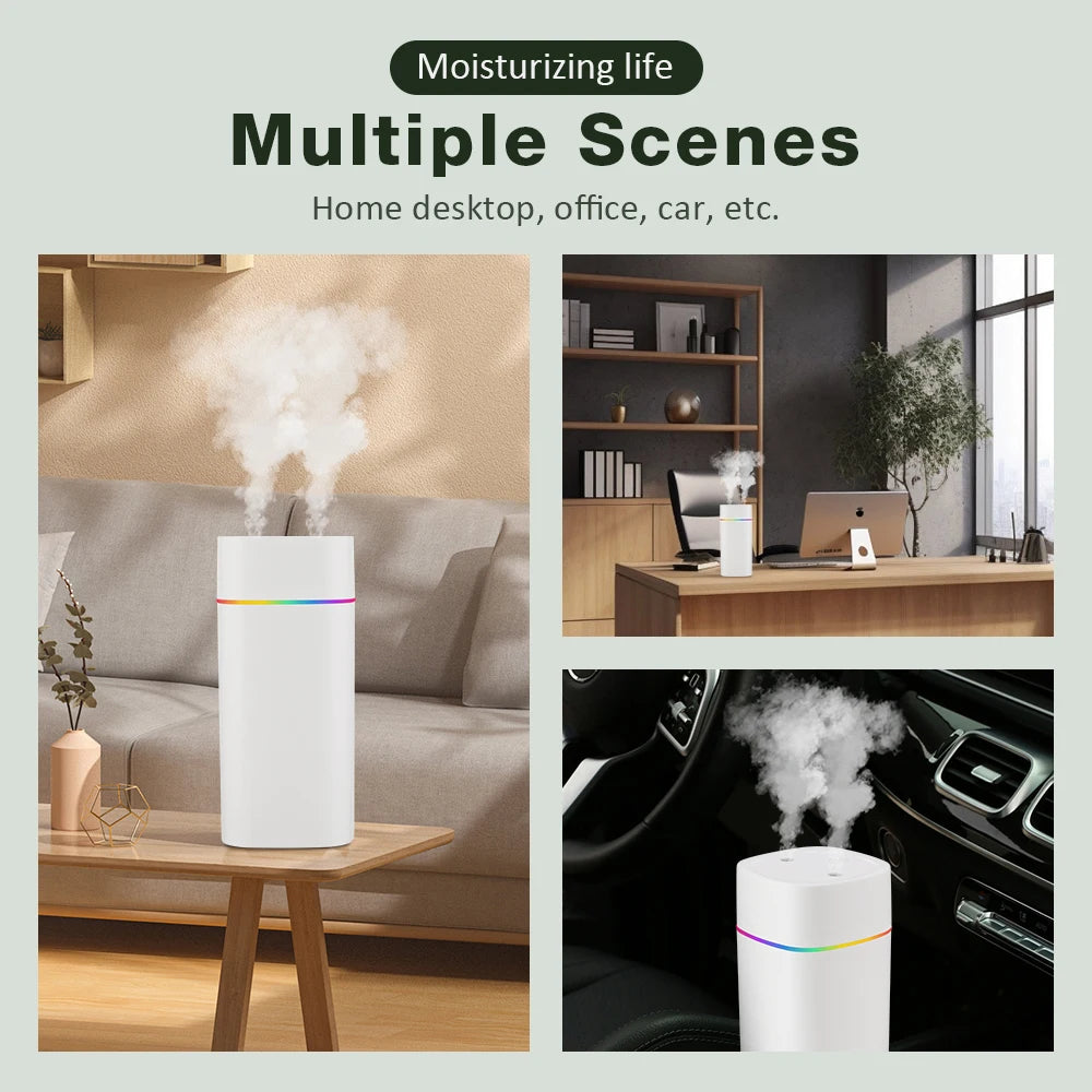 600ML Air Humidifier USB Charging Essential Oil Purifier Aroma Diffuser Aromatherapy Mist Maker Lights for Home Office Car Peaceful Pleasures Health and Wellness