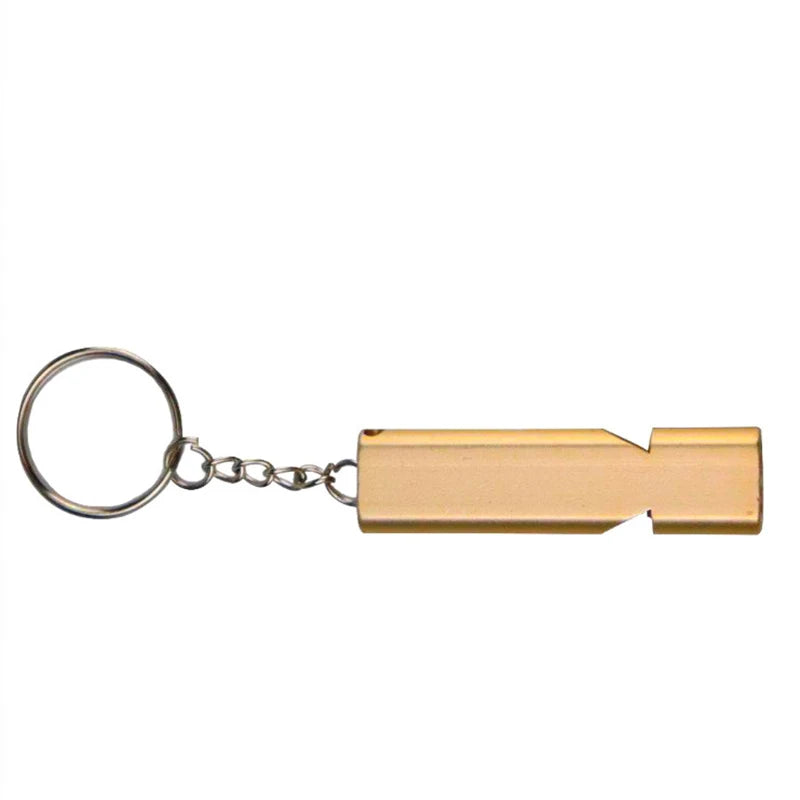 Outdoor Survival Emergency Aluminum Alloy Double Frequency Survival Whistle Training Pigeon Whistle Referee Double Pipe Whistle Peaceful Pleasures Health and Wellness Gold