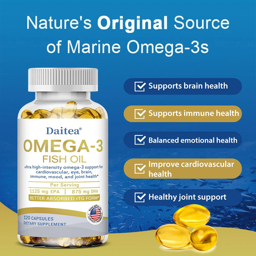 OMEGA-3 Fish Oil Capsules, Ultra-High Strength Omega-3s, Support Cardiovascular, Eye, Brain, Immune, Mood, and Joint Health Peaceful Pleasures Health and Wellness