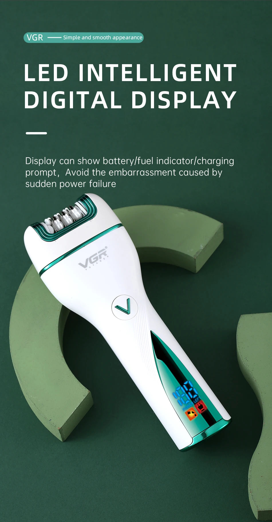 VGR 728 Shaver 3 in 1 Rechargeable Digital Epilator for Women Electric Epilator New for Face and Body Hair trimming set Peaceful Pleasures Health and Wellness