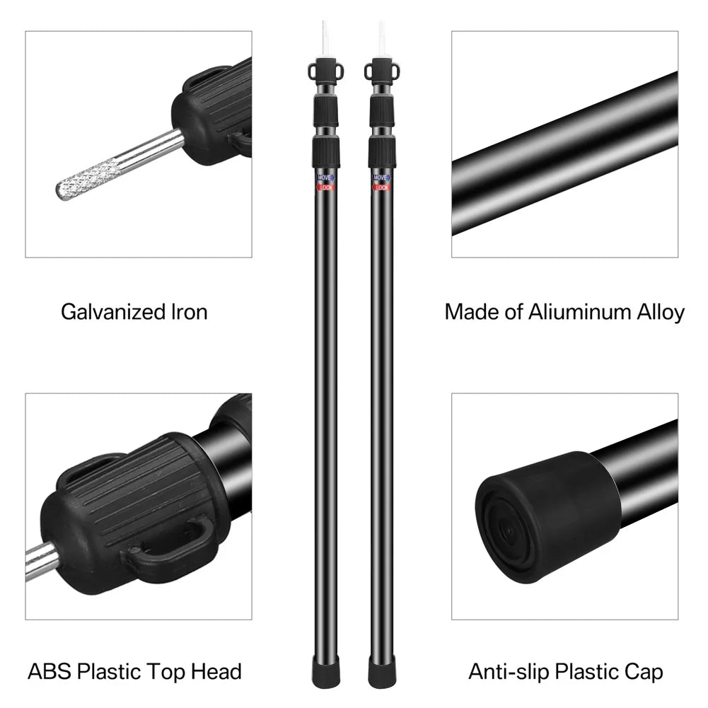 2.3M Aluminum Alloy Adjustable Camping Tarp Poles Telescoping Portable Adjustable Tent Poles for Beach Camping Shelter Awning Peaceful Pleasures Health and Wellness