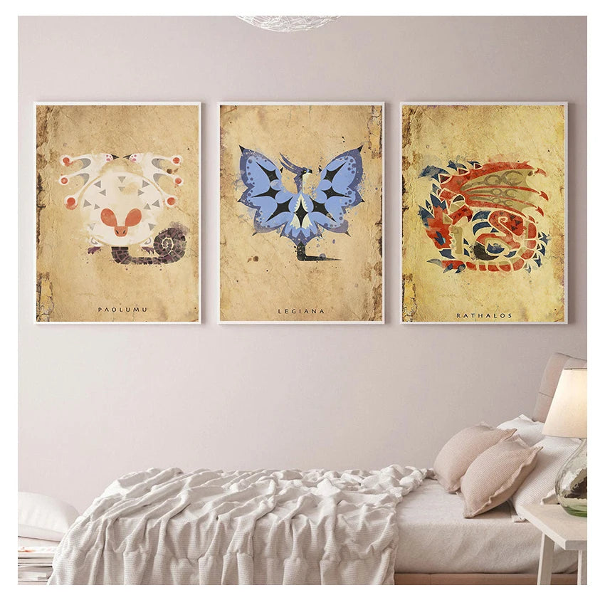 Monster Hunter Japanese Anime Canvas Wall Art Poster | Unframed