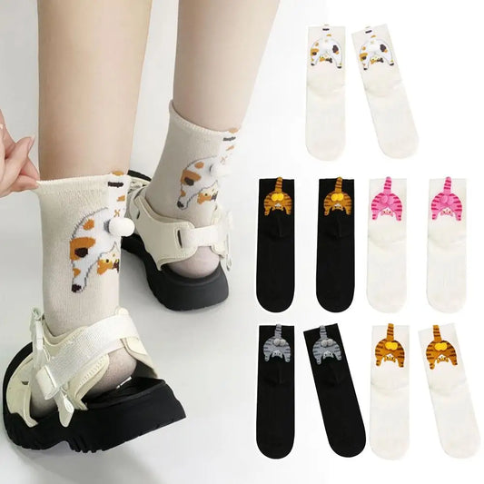 Funny Cat Egg Socks Fashion Cartoon Cotton Socks Soft Cozy Daily Wear Warm Socks 3D Cat Print Kawaii Knitting Socks Peaceful Pleasures Health and Wellness
