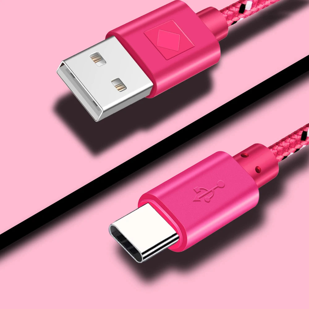 USB-A to USB-C Nylon Fast Charging Cable 2A | 1m 2m 3m