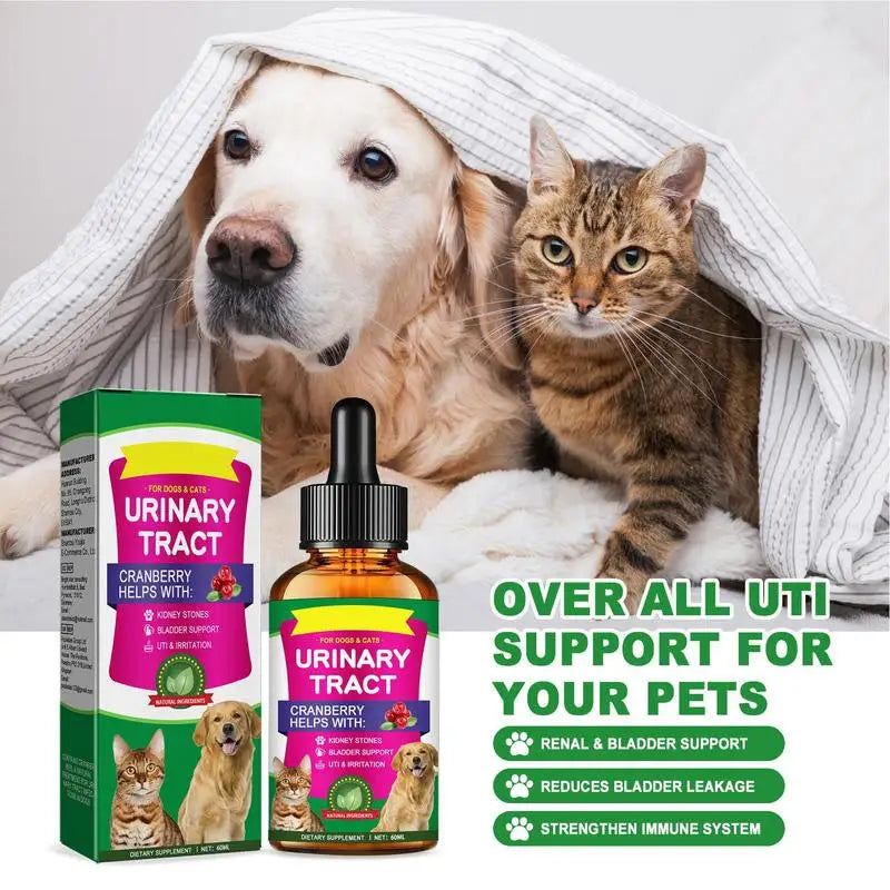 Pet UTI Treatments 60ml Powerful Cat Bladder Drops For Urinary Tract Care Multifunction Cranberry Dog Cat UTI Treatments Supply Peaceful Pleasures Health and Wellness