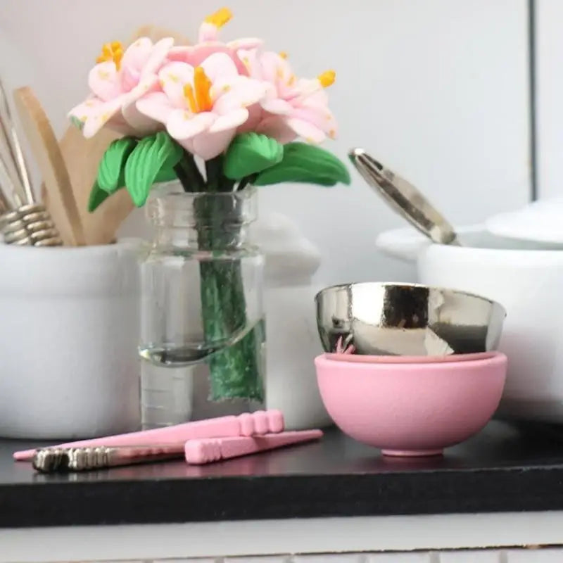 1/12 Miniature Bowl & Chopsticks Dollhouse Tableware Set
