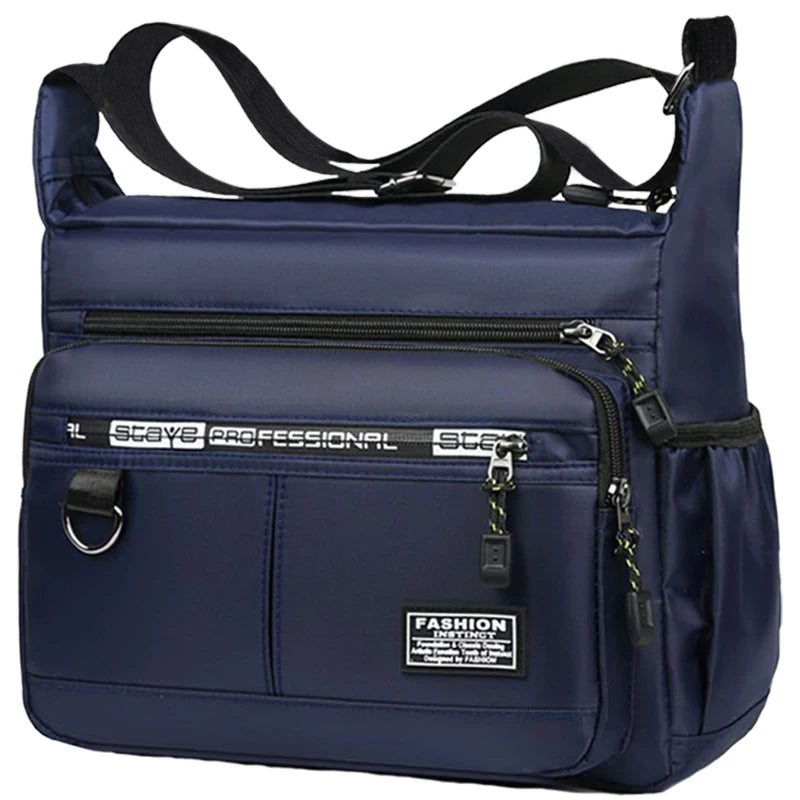 Men's cross-body bag with multi-layered pockets, adjustable shoulder strap, business single-shoulder bag Peaceful Pleasures Health and Wellness Blue