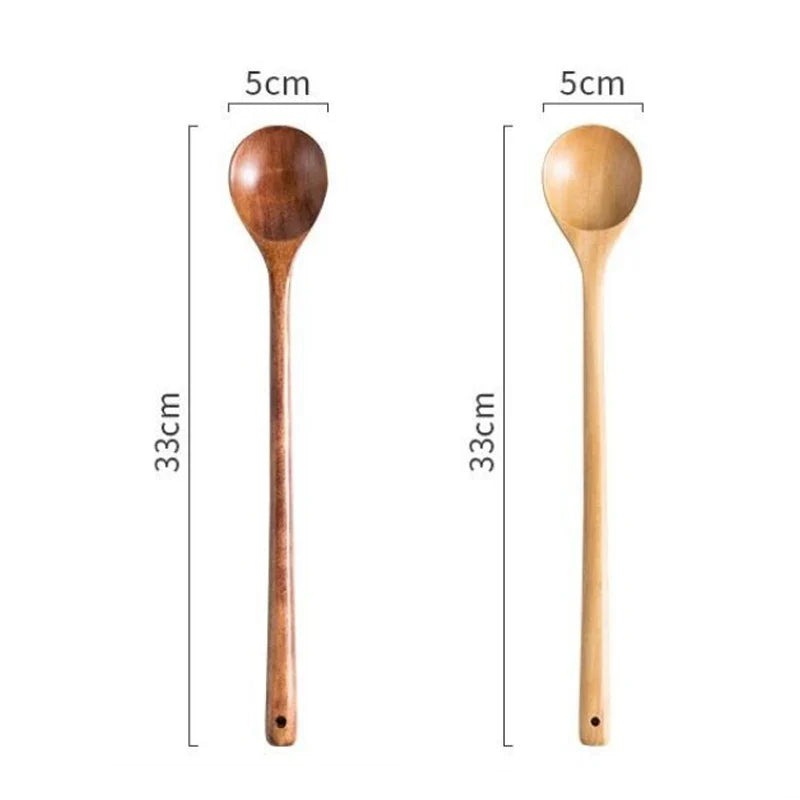 Long Wooden Stirring Spoon with Long Handle – 5 or 10 Pack