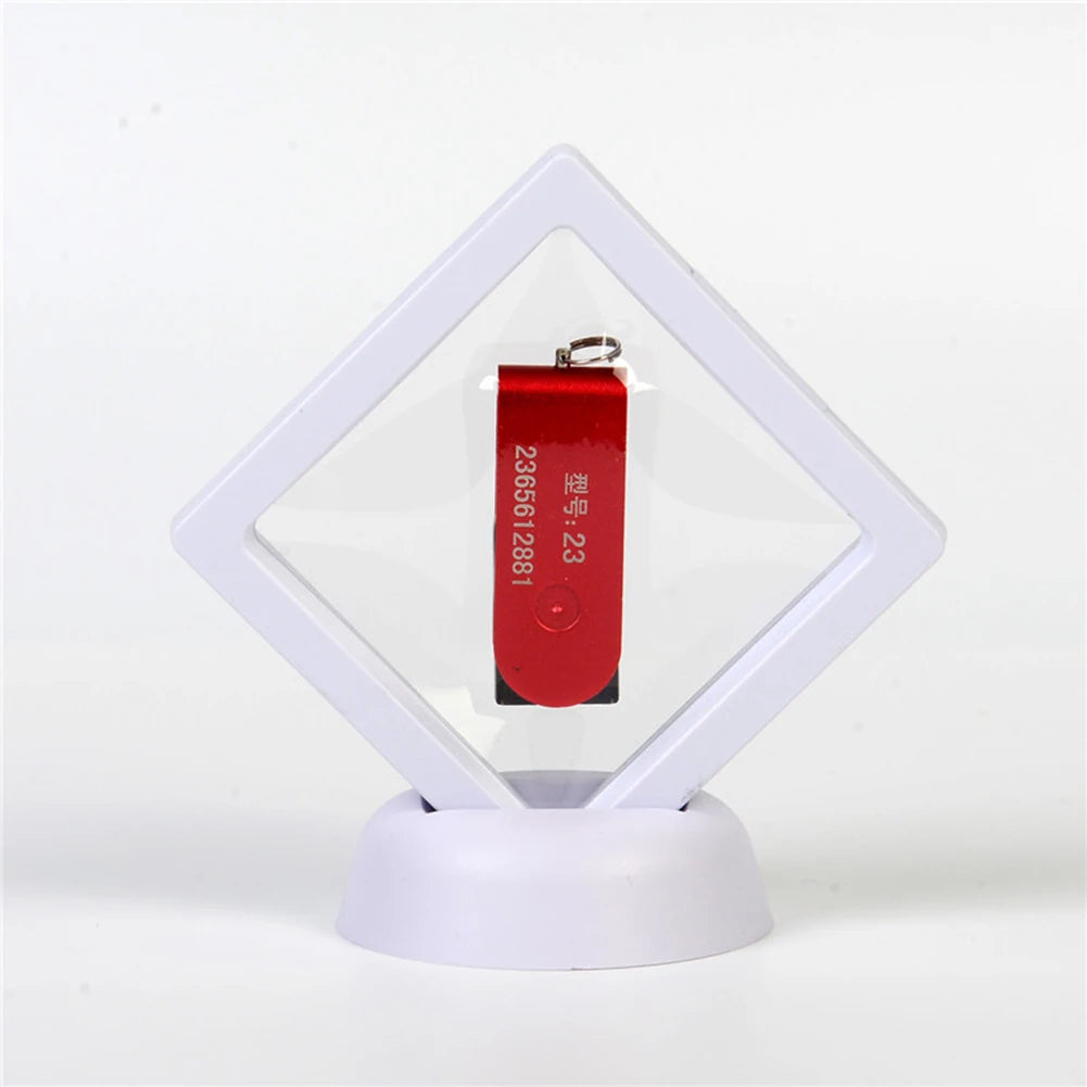 5 3D Floating Picture Frame Stand Box Clear Jewelry Ring Coin Display