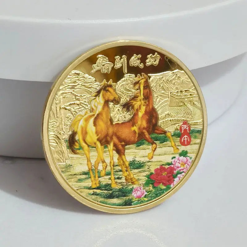 2026 Year of the Horse Commemorative Coin 40mm Gold & Silver