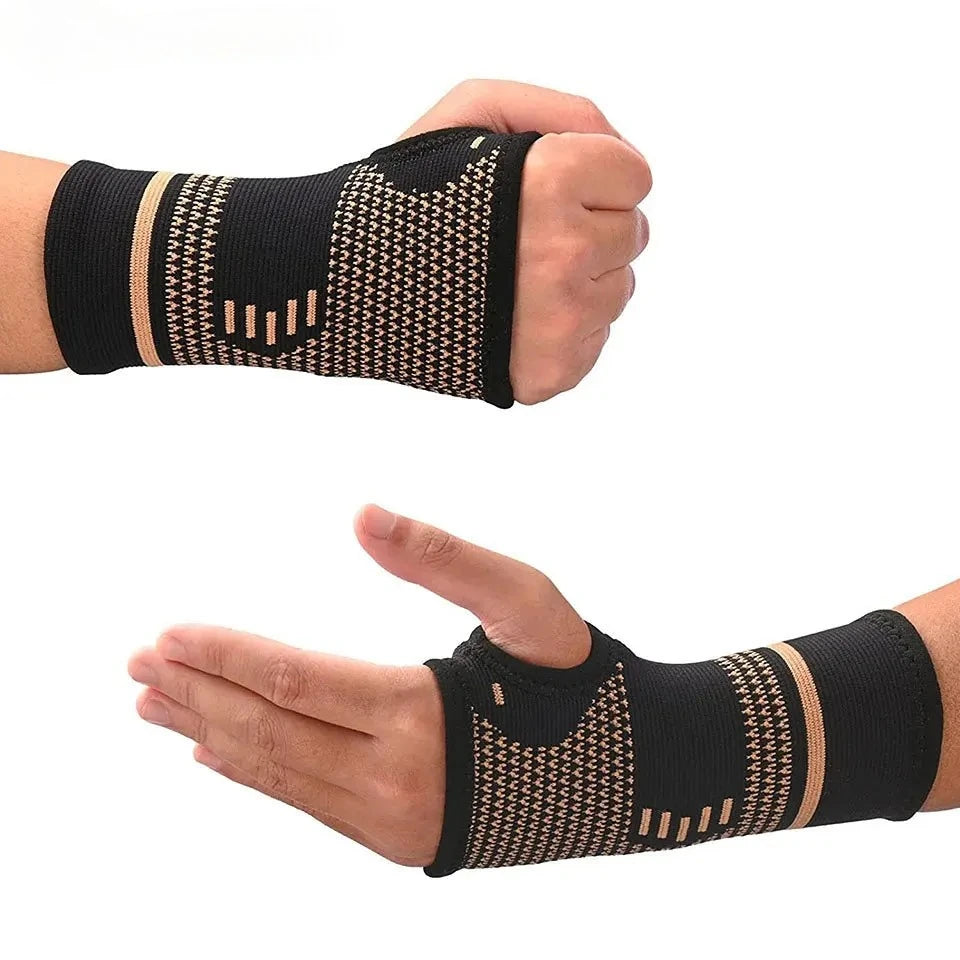 1Pcs Copper Professional Wristband Sports Compression Wrist Guard Arthritis Brace Sleeve Support Elastic Palm Hand Glove Peaceful Pleasures Health and Wellness