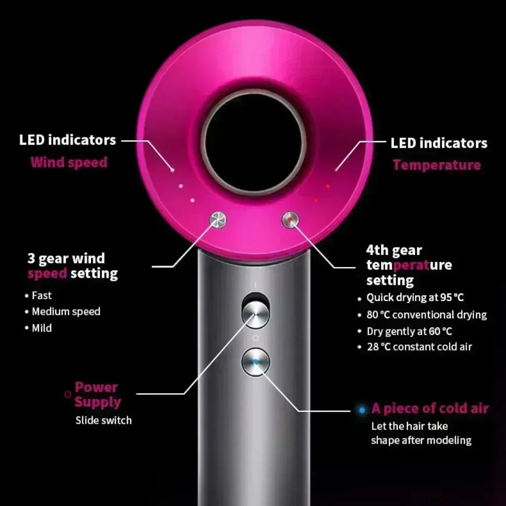 5 in 1 Professional Hair Dryer, with Hot and Cold Air Functionality - Lightweight and Thermostatic Styling Tool for Smooth Hair Peaceful Pleasures Health and Wellness