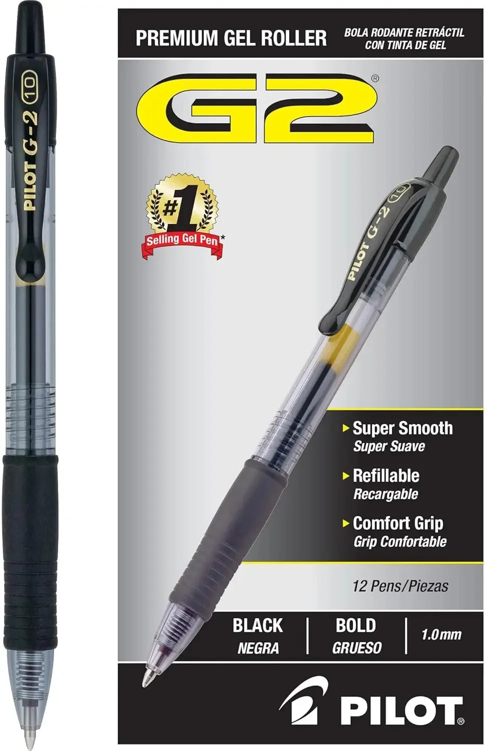 Premium Black Gel Pens, 1.0mm Bold Point, Smooth Writing for Notes & Sketches, Set of 12 Peaceful Pleasures Health and Wellness United States