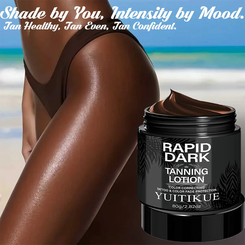 YUITIKUE Rapid Dark Tanning Lotion 80g Tattoo Protection Color Correcting Formula for Deep, Long-Lasting Bronze Glow Peaceful Pleasures Health and Wellness