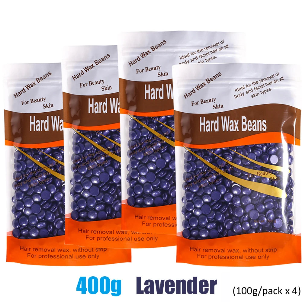 500g 200g 400g 1000g Depilation Wax Pot Hard Wax Beans Wax Beads for Hair Removal Body Wax Removal Hot Film Beans For Women Peaceful Pleasures Health and Wellness 400g-Lavender