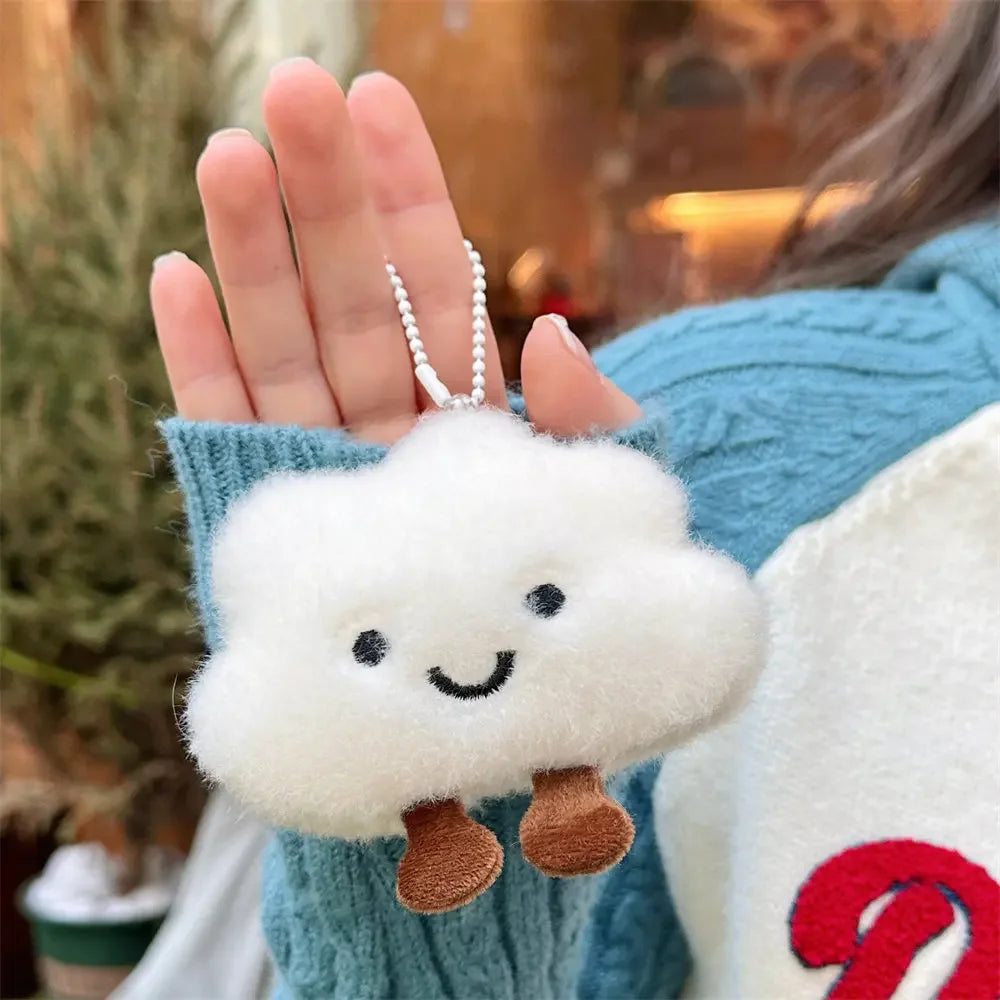 Cute Cloud Plush Brooch Keychain Bag Charm Pendant for Girls