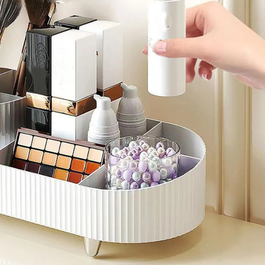 360° Rotating Makeup Organizer – Large Capacity Cosmetic Display Case & Storage Box for Brushes, Eyeliner & Beauty Products