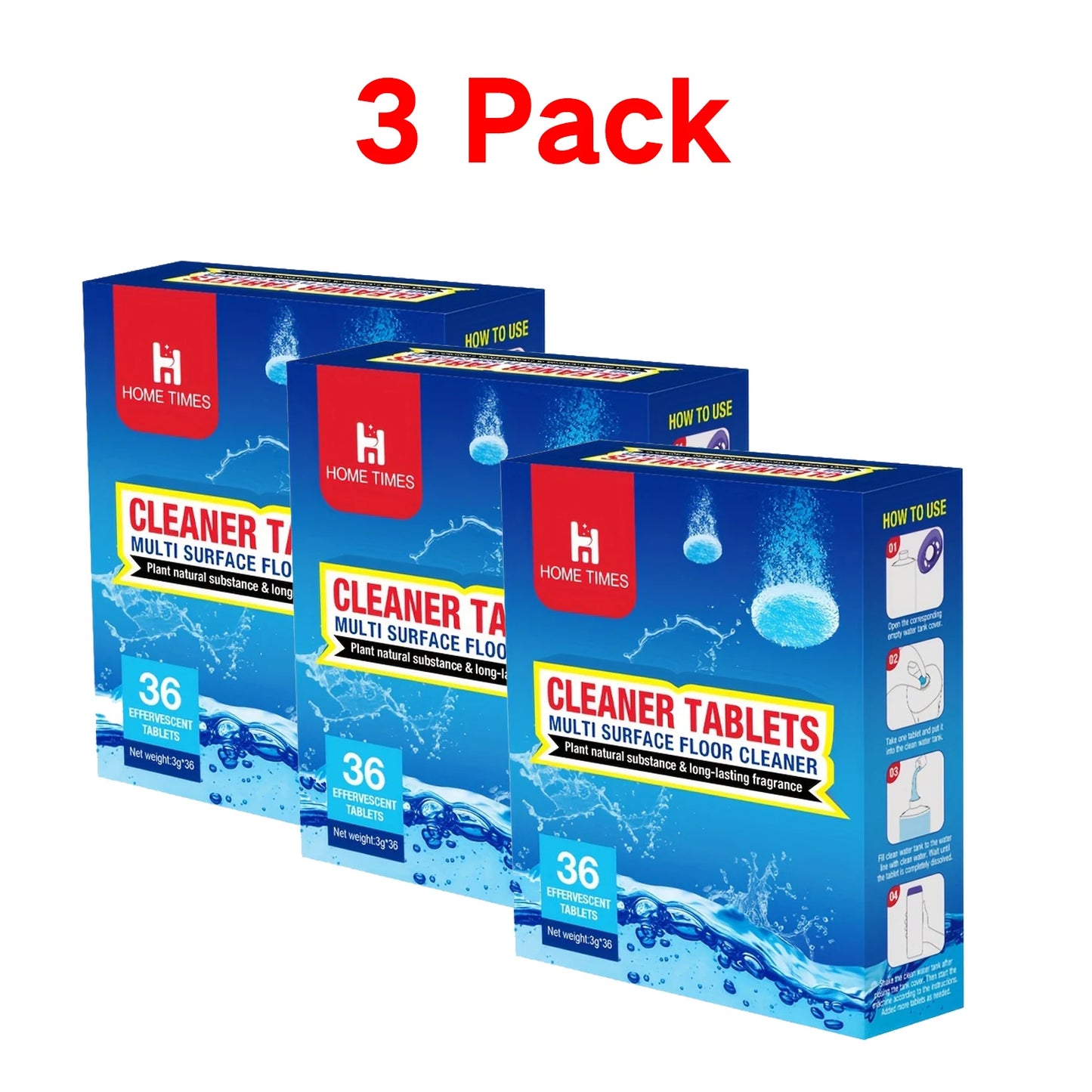 Hard Floor Cleaner Tablets - Pre-Measured Dissolvable Tablets for Hardwood, Tile and Vinyl Floors.Used For Stain Remove Peaceful Pleasures Health and Wellness 3 Pack