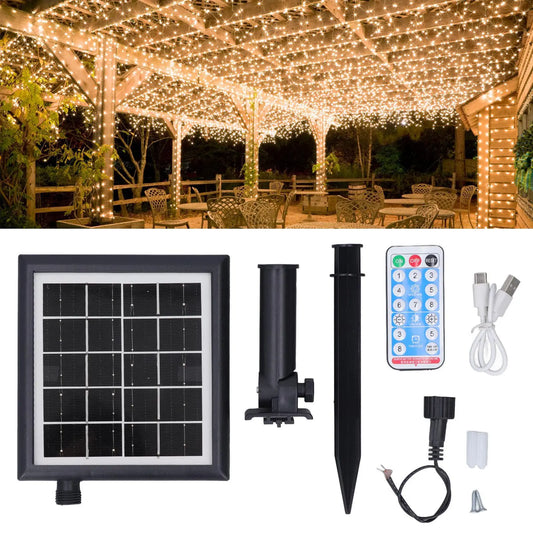 Solar String Light Control Box 5M Remote IP65 Waterproof 4.5V Input 24V Output for Porch Outdoor Solar Powered Lighting System Peaceful Pleasures Health and Wellness