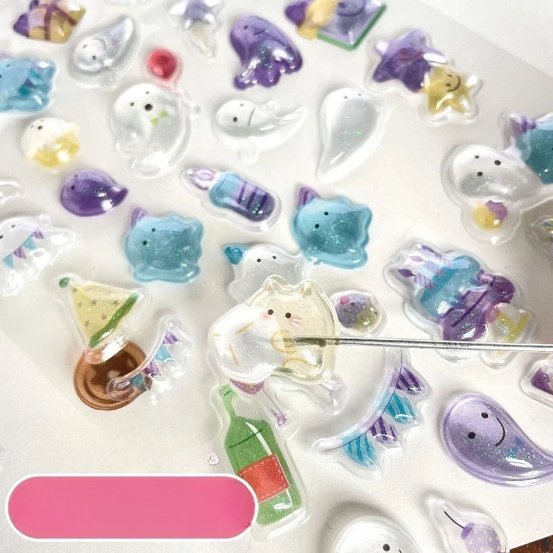 3D Glitter Crystal Cartoon Stickers – Diamond Relief Decorative