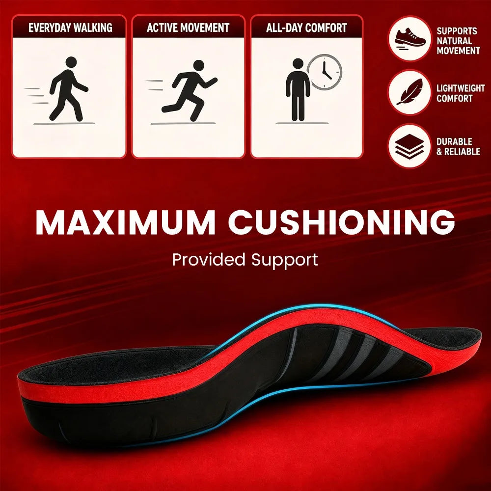 Plantar Fasciitis Insoles High Arch Support for 220+ lbs, Orthopedic Sport Inserts for Men Women, Gel Shock-Absorbing Sole Pads Peaceful Pleasures Health and Wellness