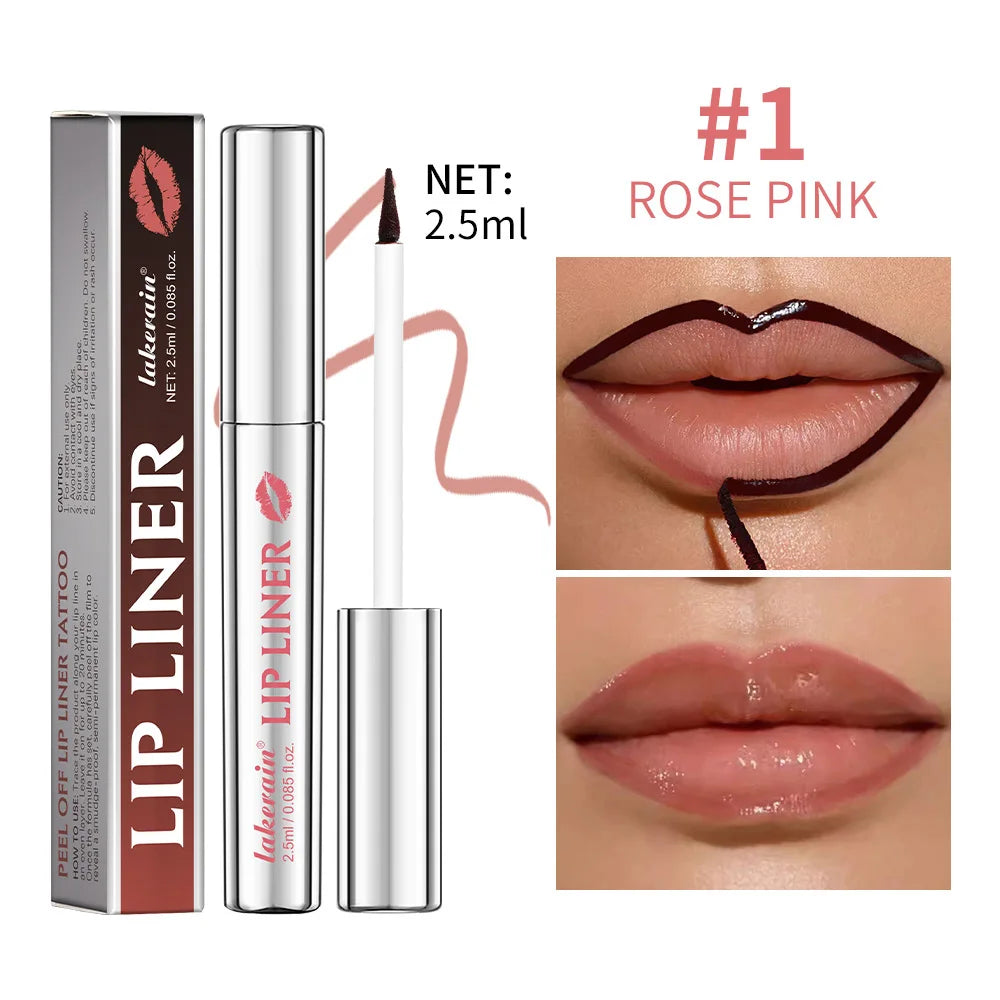 Waterproof Lip Liner Peel Off Tattoo Lipgloss Waterproof Long Lasting Matte Lip Tint Brown Contour Tear-off Lips Stain Cosmetic Peaceful Pleasures Health and Wellness 1rose pink