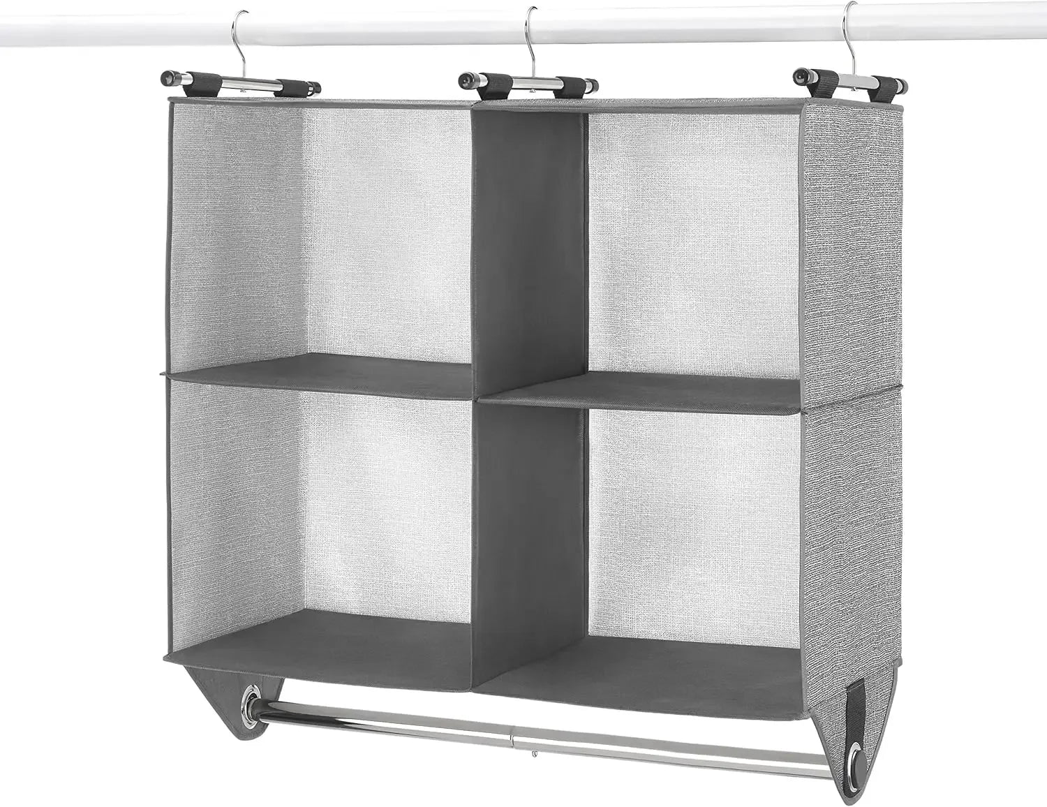 4-Section Fabric Closet Organizer with Chrome Rod for Hanging and Folded Garments Peaceful Pleasures Health and Wellness United States