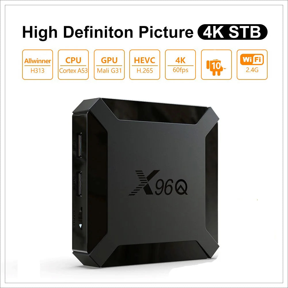 X96Q Smart TV Box Allwinner H313 Android 10 1/2GB RAM 8/16GB ROM 2.4G WiFi 100M Ethernet HDMI2.0A 4K UHD Media Player Set Top B Peaceful Pleasures Health and Wellness