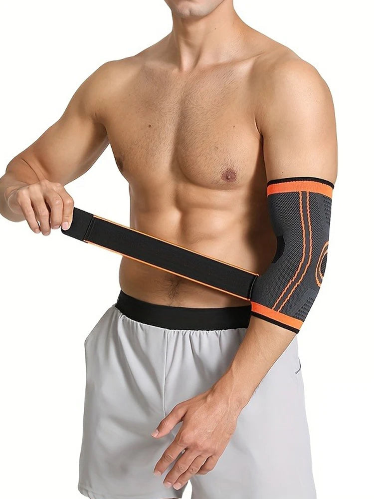 1pc Sports Elbow Protector For Men And Women, Joint Sleeve Protector Arm Sheath, Tennis Elbow Belt Strap Pressurized Winding Peaceful Pleasures Health and Wellness Orange XL