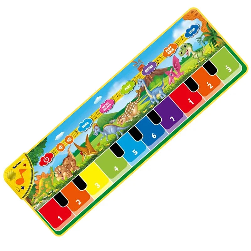 110x36cm Musical Piano Mat Toddle Carpet Toddlers Keyboard 8 Dinosaur