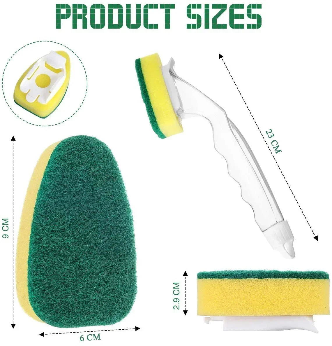 Soap Dispensing Dishwashing Sponge & Scrub Replacement Head