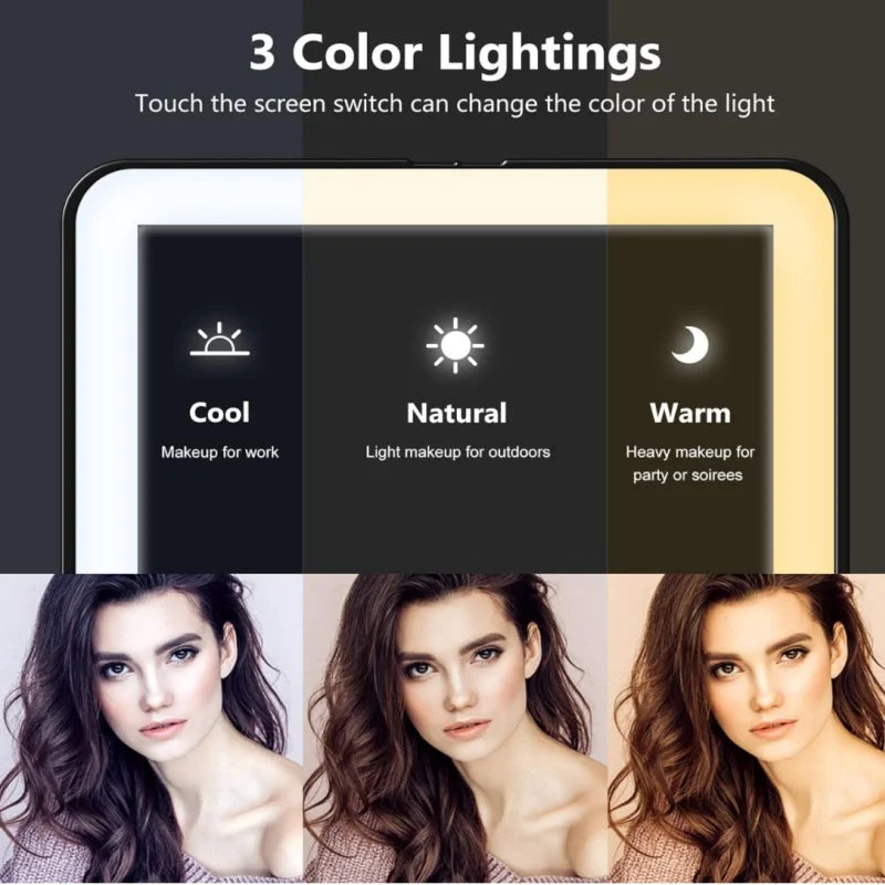 Rechargeable travel makeup mirror, portable lighted beauty mirror, 3 color lighting, dimmable touch screen, makeup vanity mirror Peaceful Pleasures Health and Wellness