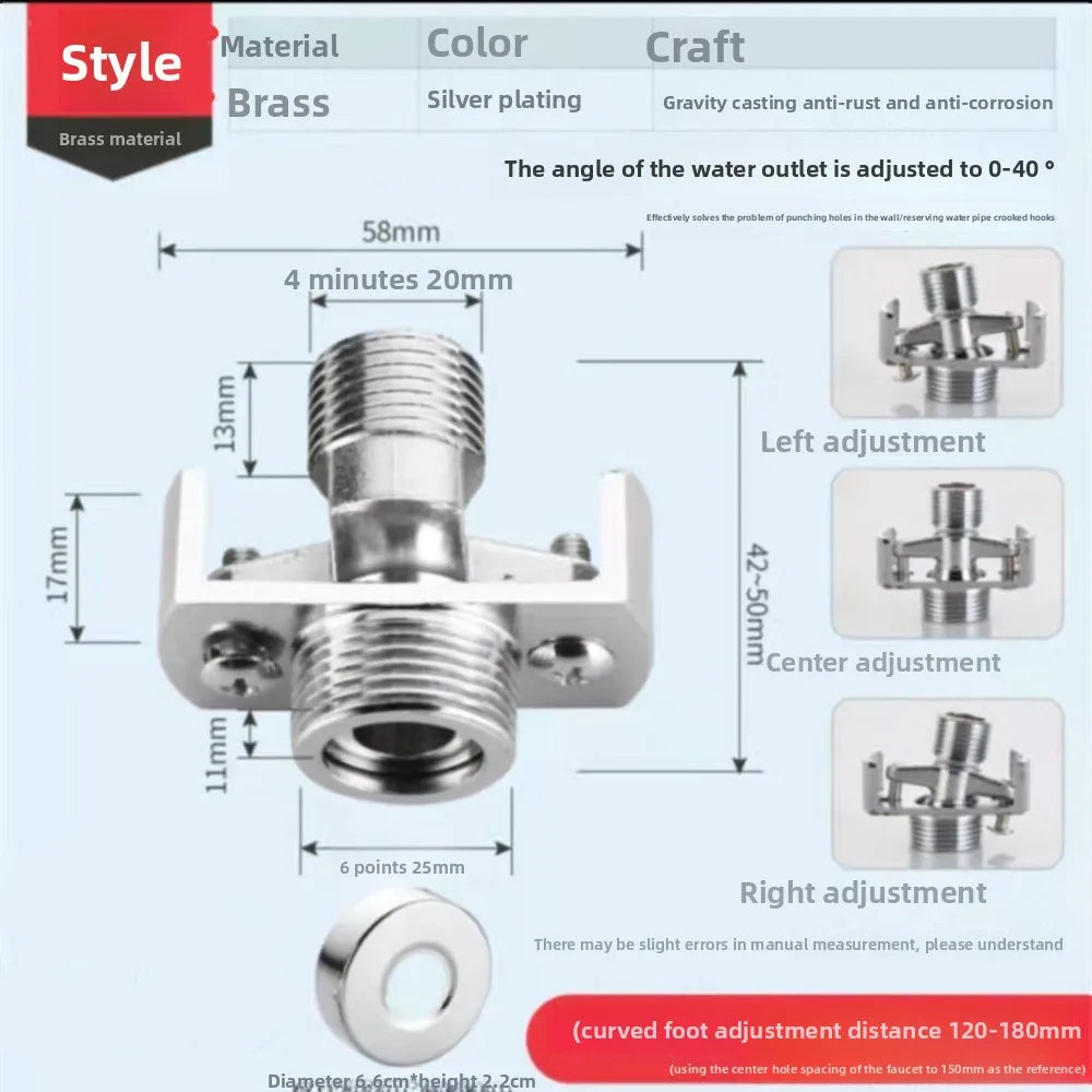 360° Rotatable Shower Faucet Adapter | Stainless Steel Wall Mount