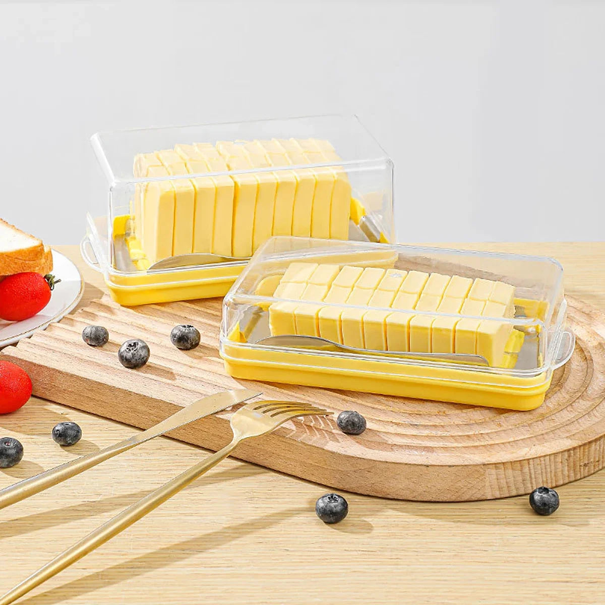 New Cheese Butter Cutting Storage Container Butter Cheese Fresh-Keeping Box with Lid Frozen Butter Refrigerator Crisper Box Peaceful Pleasures Health and Wellness