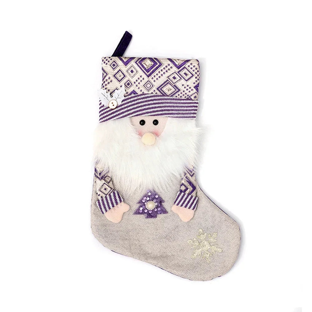 Purple Christmas Stockings – Santa, Snowflake & Antler 45cm