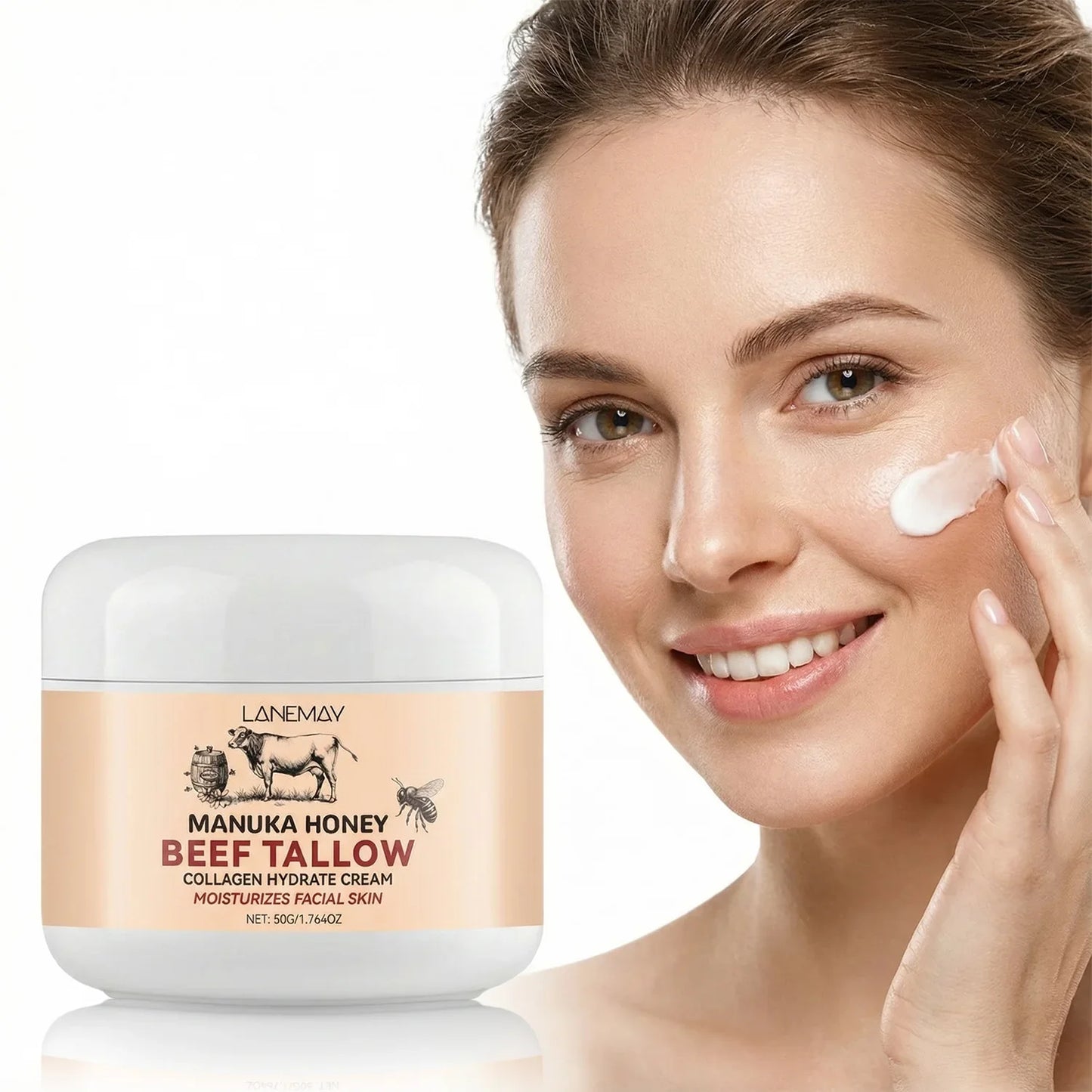 Manuka Honey Beef Tallow Collagen Cream 50g | Face Moisturizer